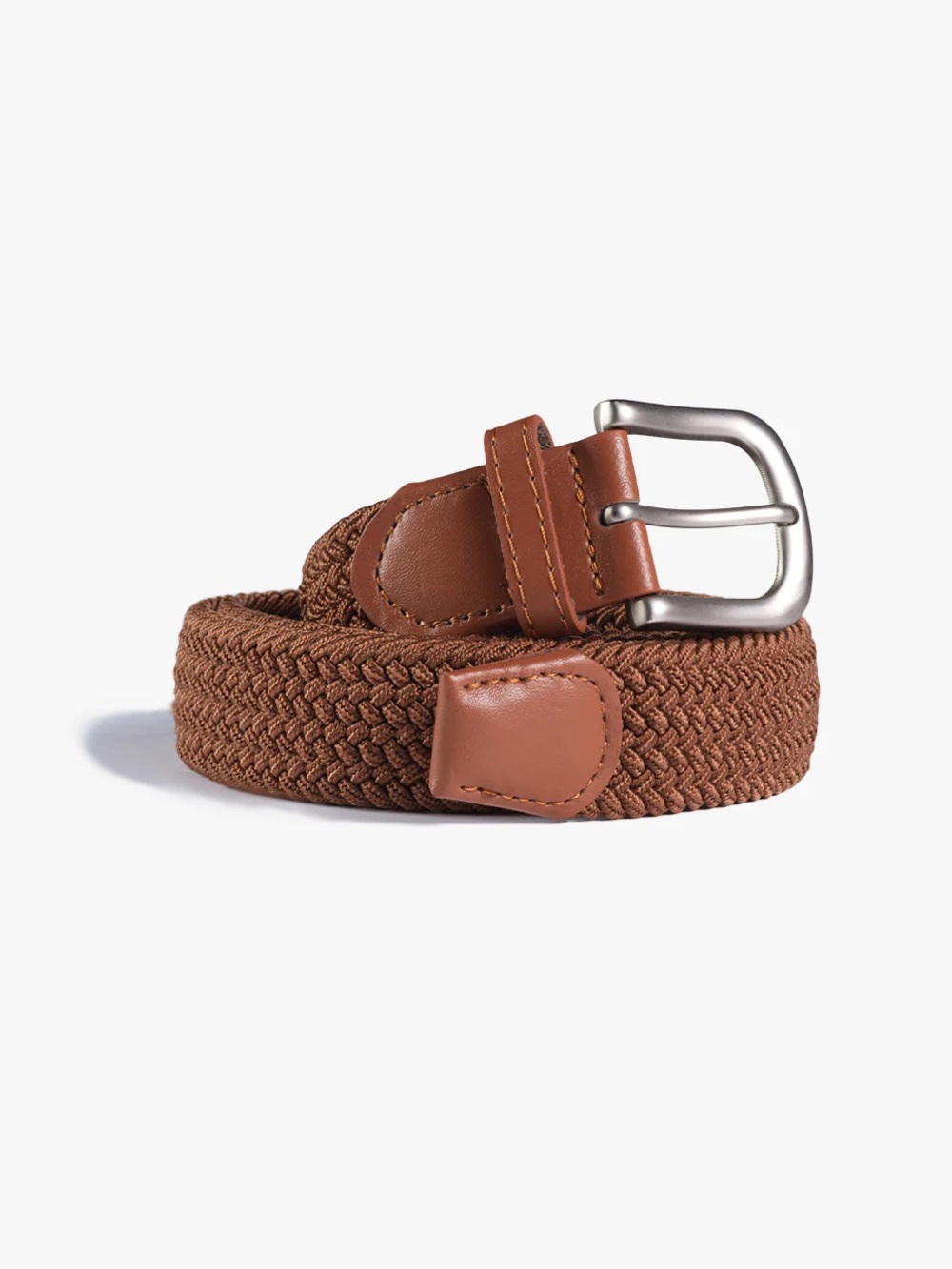 Mugsy Men’s Brown Braided Stretch Belt with Leather Accents (NWT)
